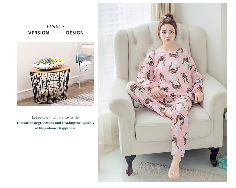 Title 4, Ladies Casual Round Neck Pajamas Sweet And Cute...