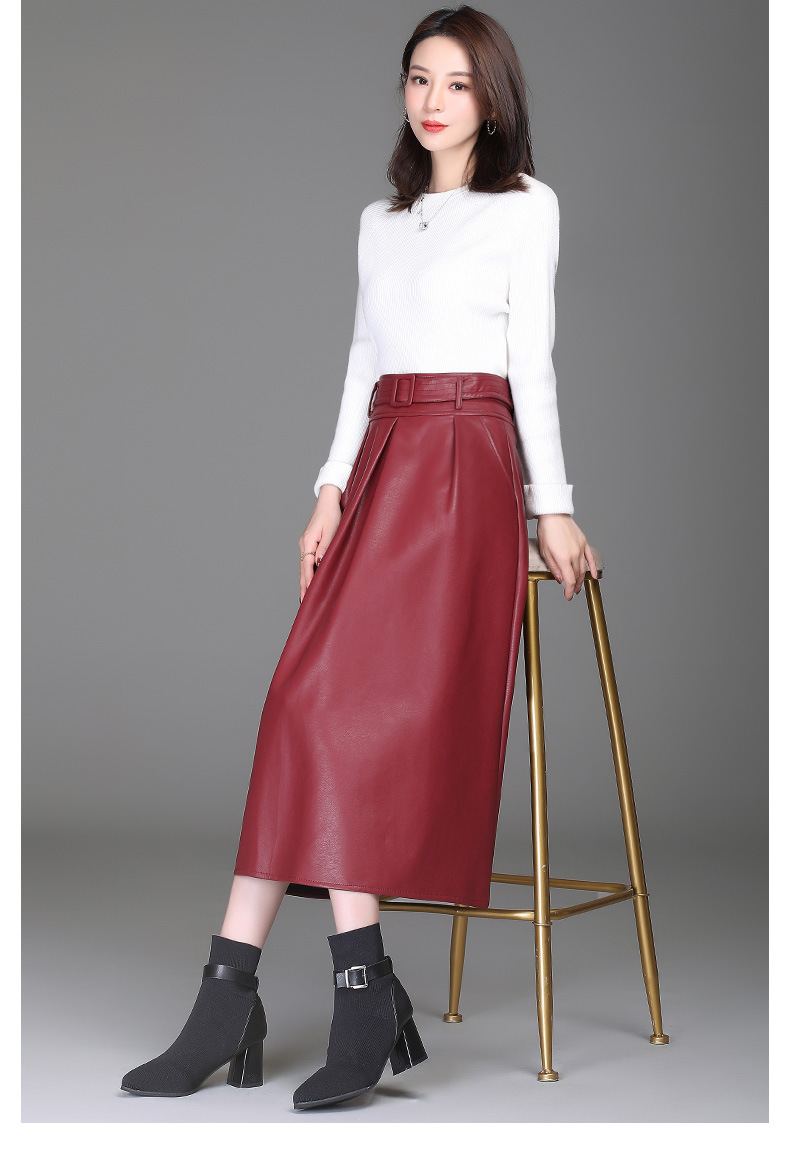 Title 6, Nieuwe high-waist western PU leren rok, laat sl...