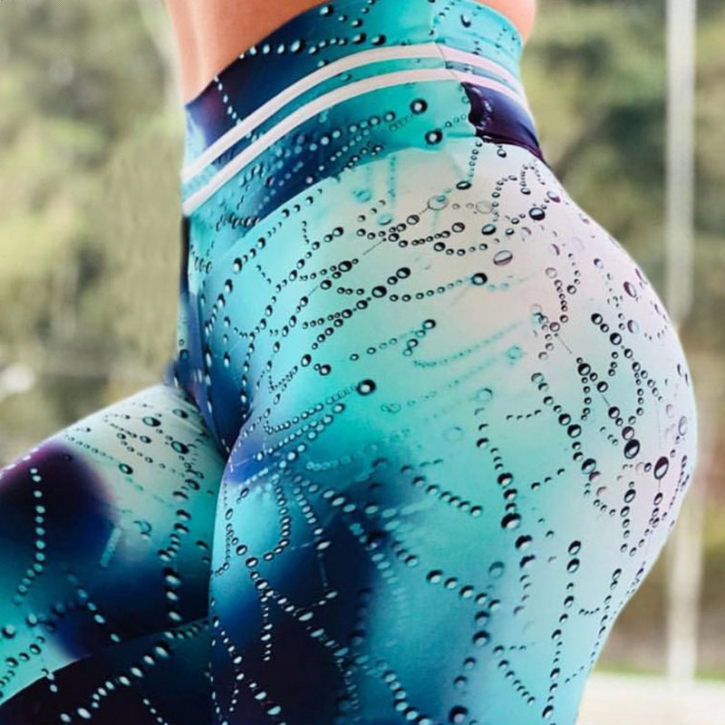 Title 2, Waterdruppelprint sport yoga broek met hoge tai...