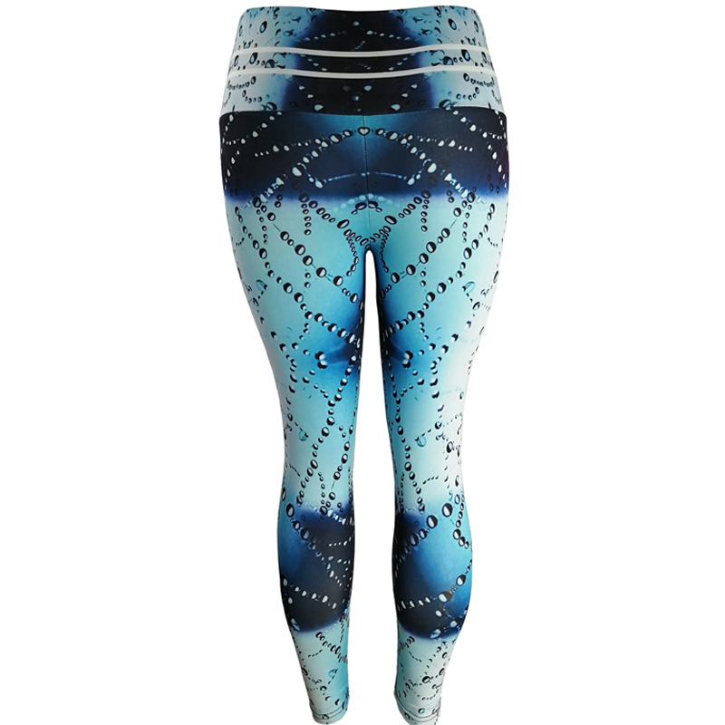 Title 7, Waterdruppelprint sport yoga broek met hoge tai...