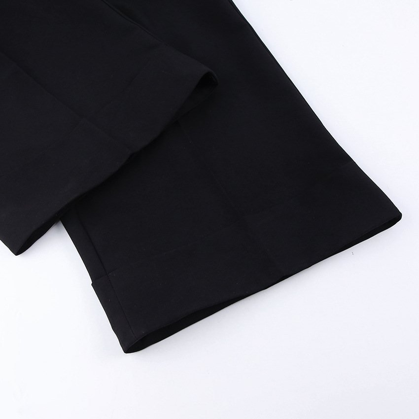 Title 7, Black Floor Mopping Trousers Loose High Waist D...