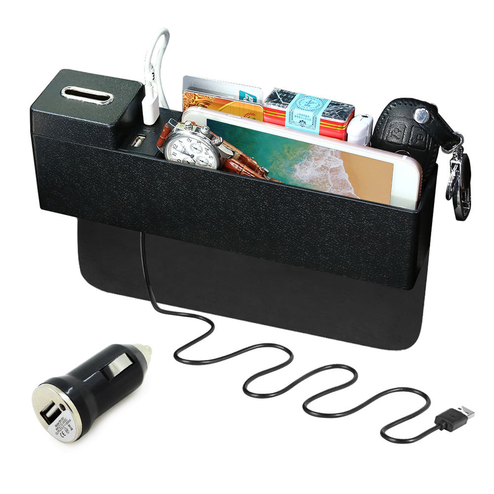 Console Side Pocket with Coin Organizer Car Pocket with USB CHARGER