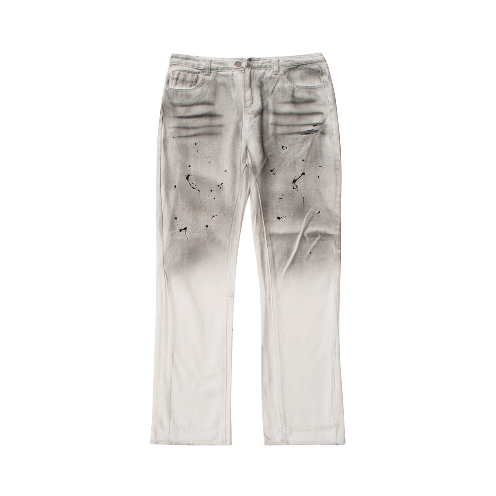 Title 1, Heren jeans met inktspatten, tie-dye, rauwe ran...