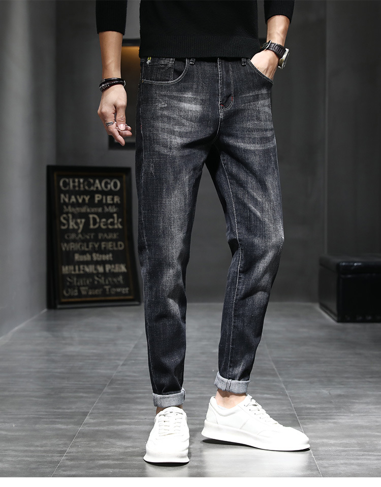 Title 3, Mens Thin Slim Fit Casual Black Long Pants Sma...