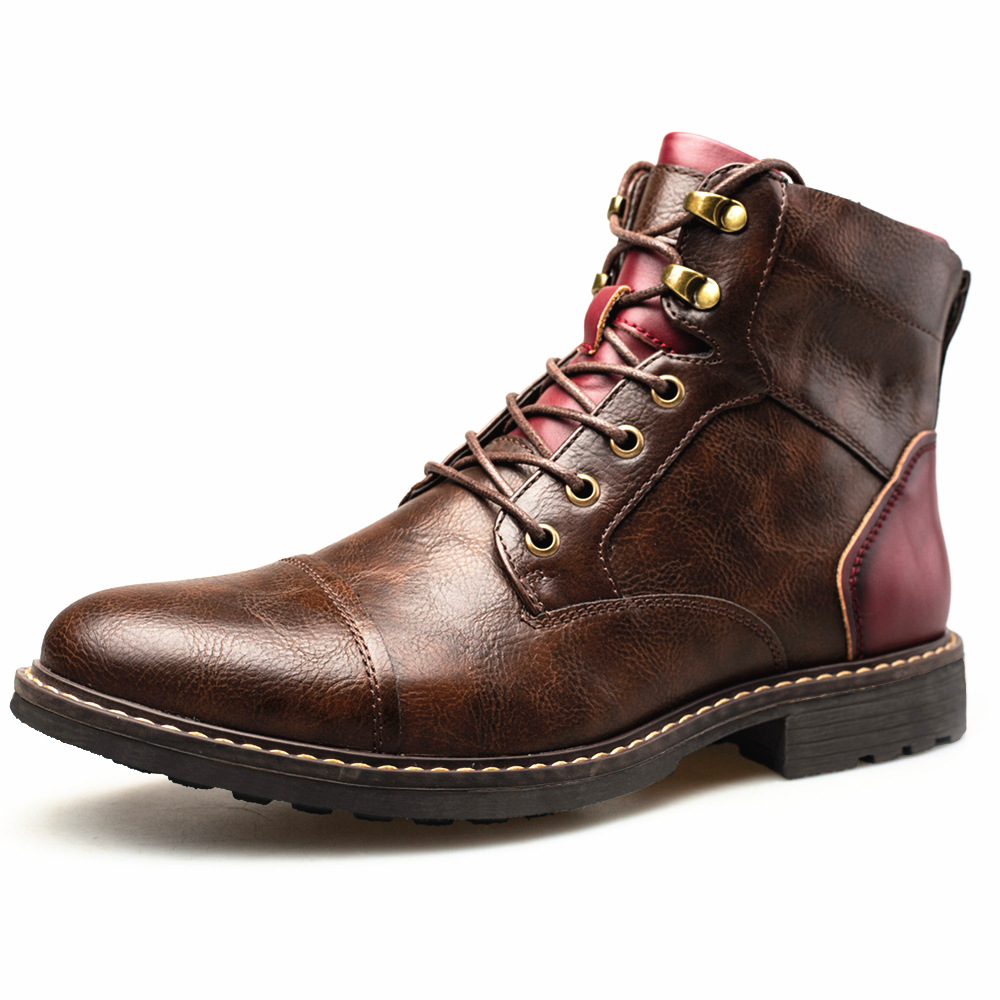 Title 2, Heren leren Martin boots in plus size met ritss...