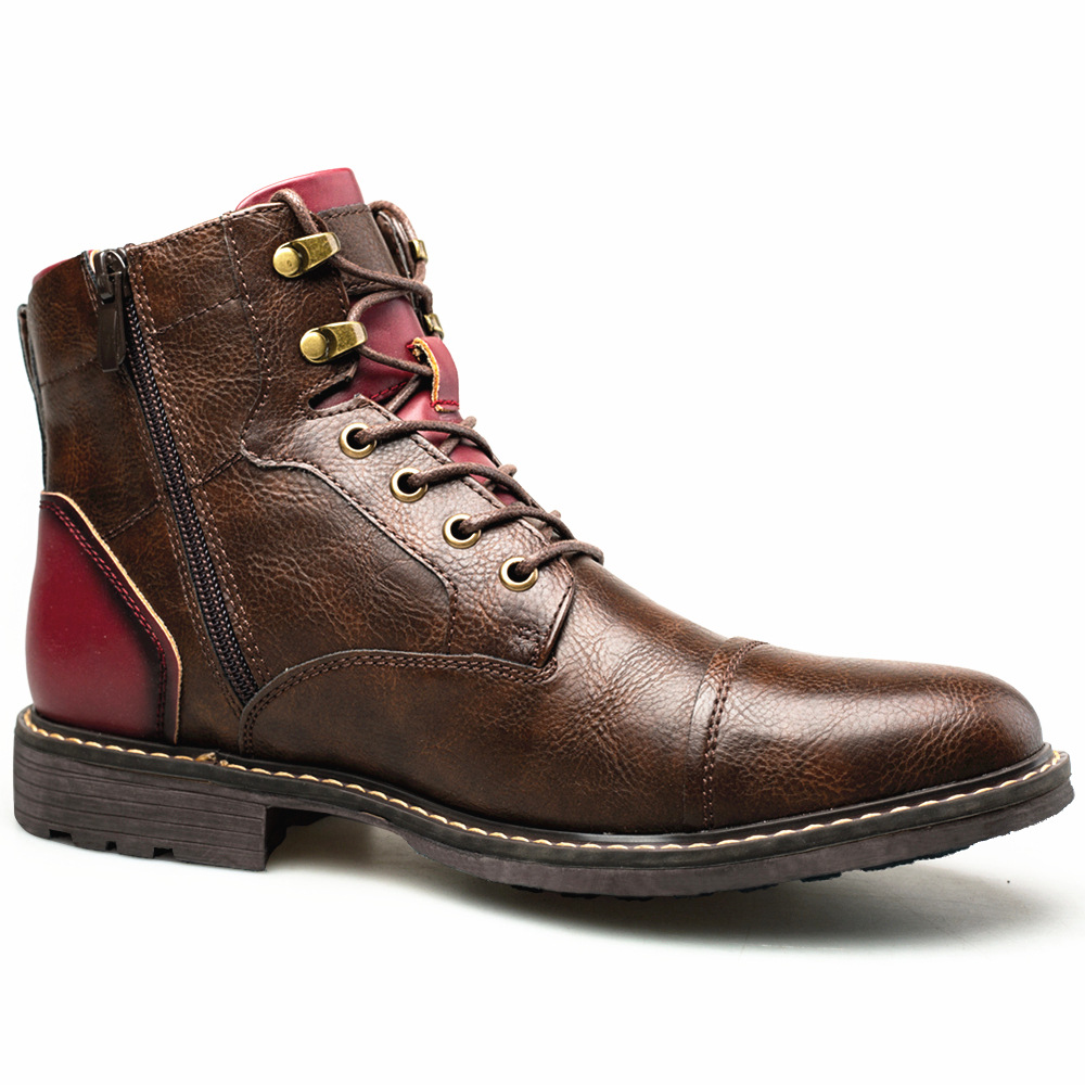 Title 4, Heren leren Martin boots in plus size met ritss...