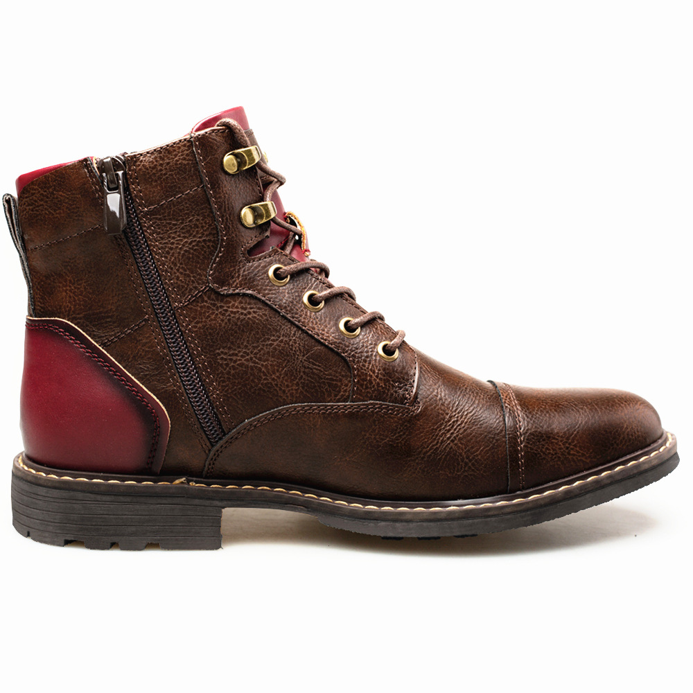 Title 5, Heren leren Martin boots in plus size met ritss...