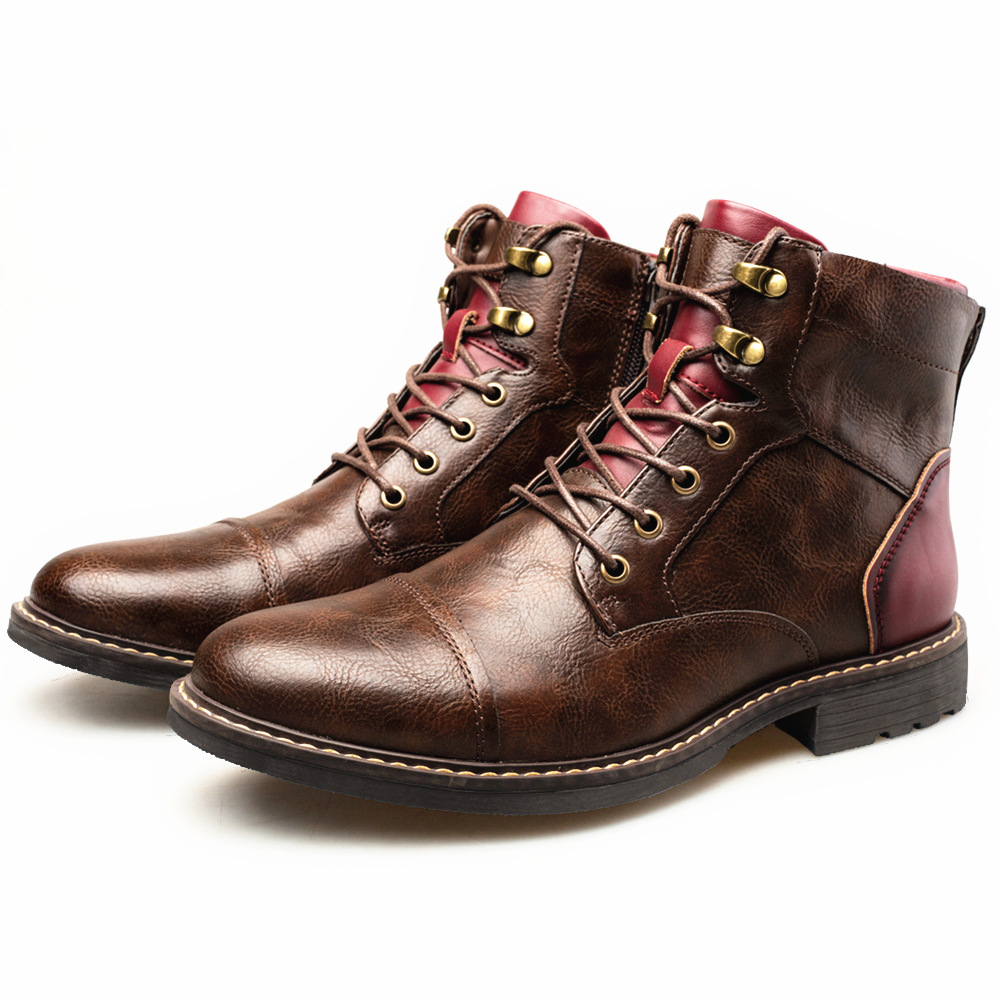 Title 7, Heren leren Martin boots in plus size met ritss...