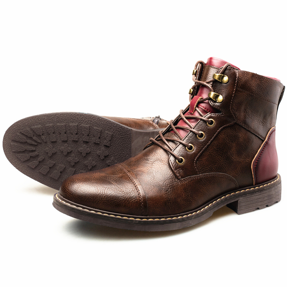 Title 8, Heren leren Martin boots in plus size met ritss...