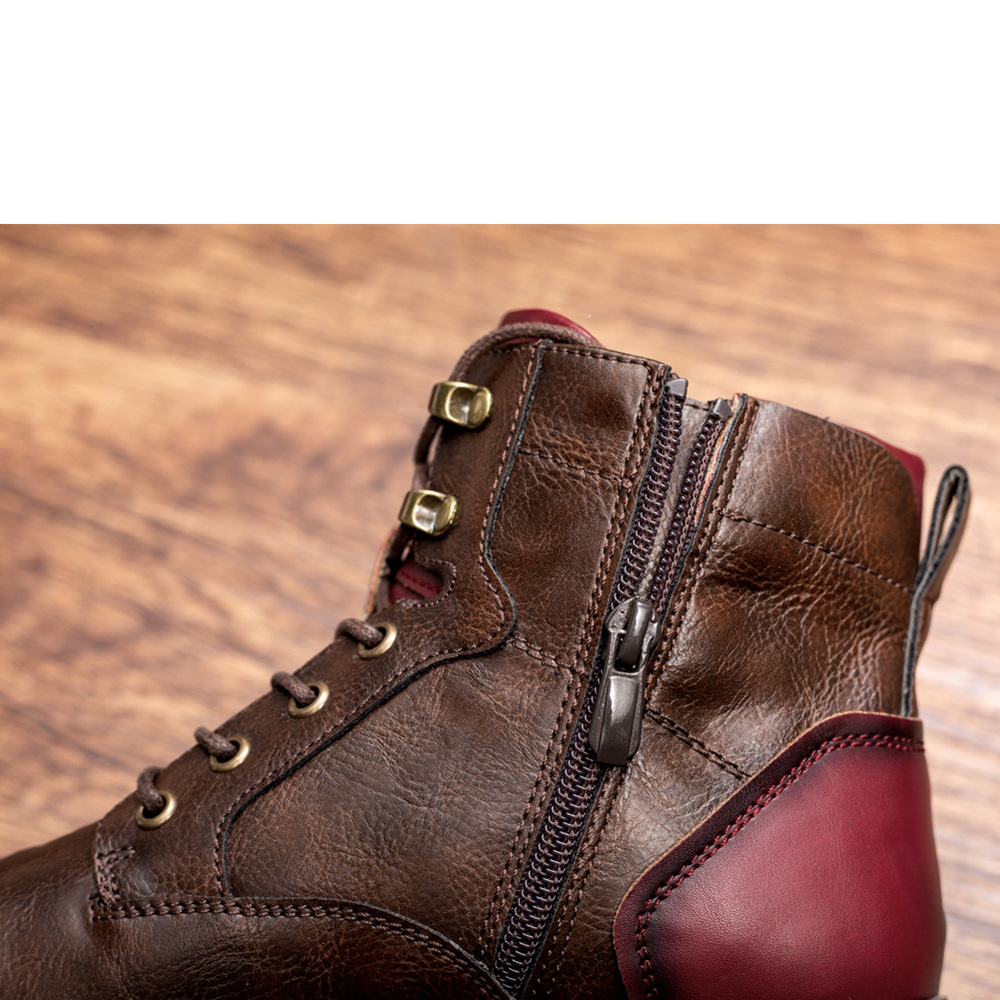 Title 20, Heren leren Martin boots in plus size met ritss...