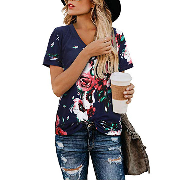 Title 9, Womens Loose V Neck Printed Short Sleeved T Shi...