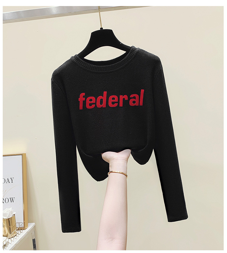 Title 14, Korean Version Casual 3D Letter Design Long Sle...