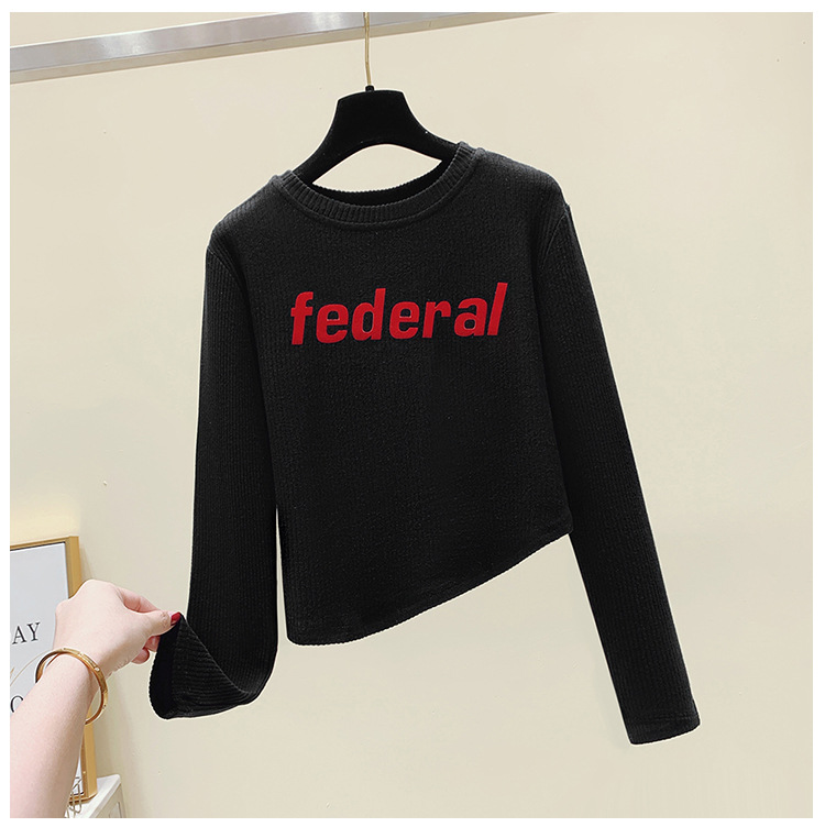 Title 17, Korean Version Casual 3D Letter Design Long Sle...