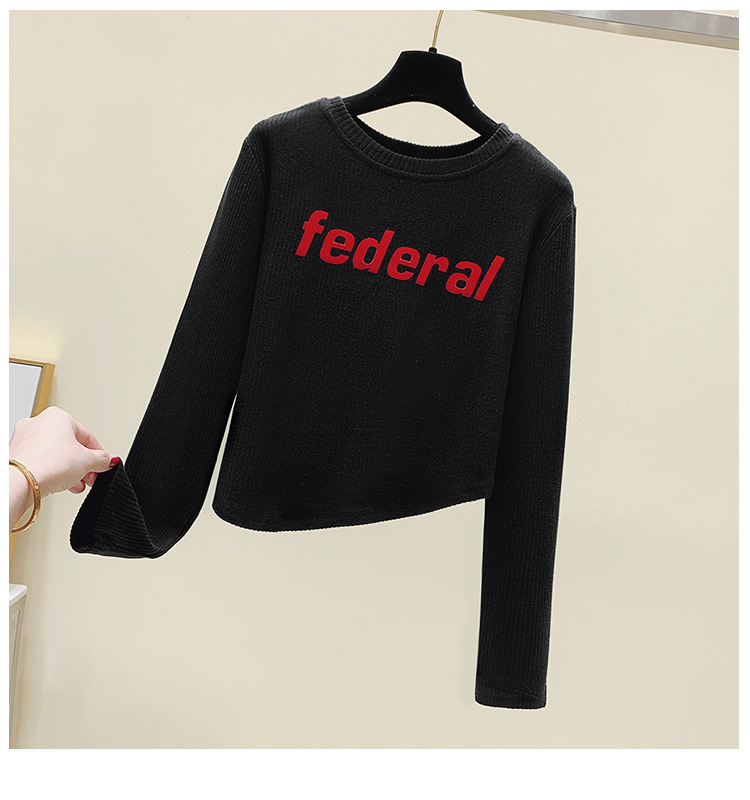 Title 18, Korean Version Casual 3D Letter Design Long Sle...