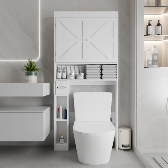 Over-The-Toilet Storage Cabinet with 2 Doors，Home 