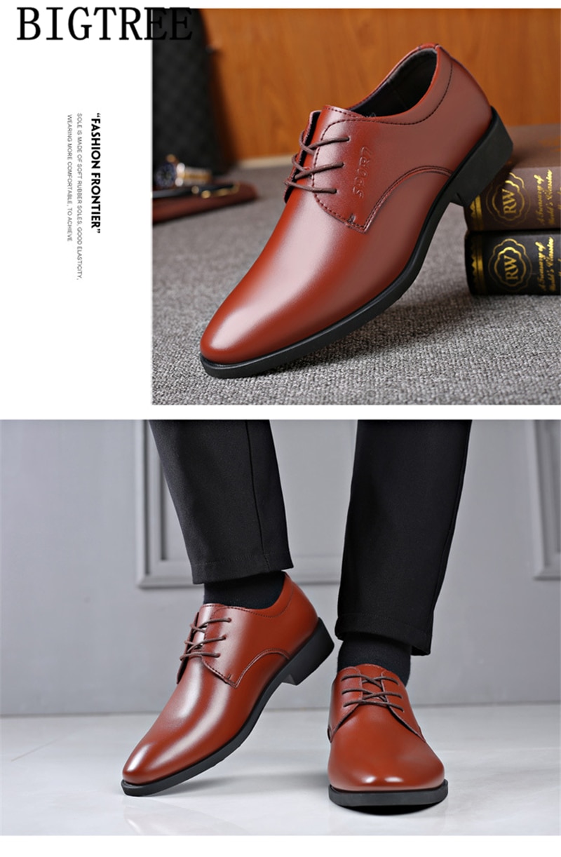 Title 19, Chaussures en cuir souple pour homme, style bri...