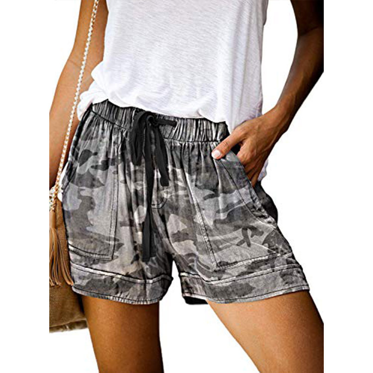 Title 4, Shorts casuais com cintura alta, estampa camufl...