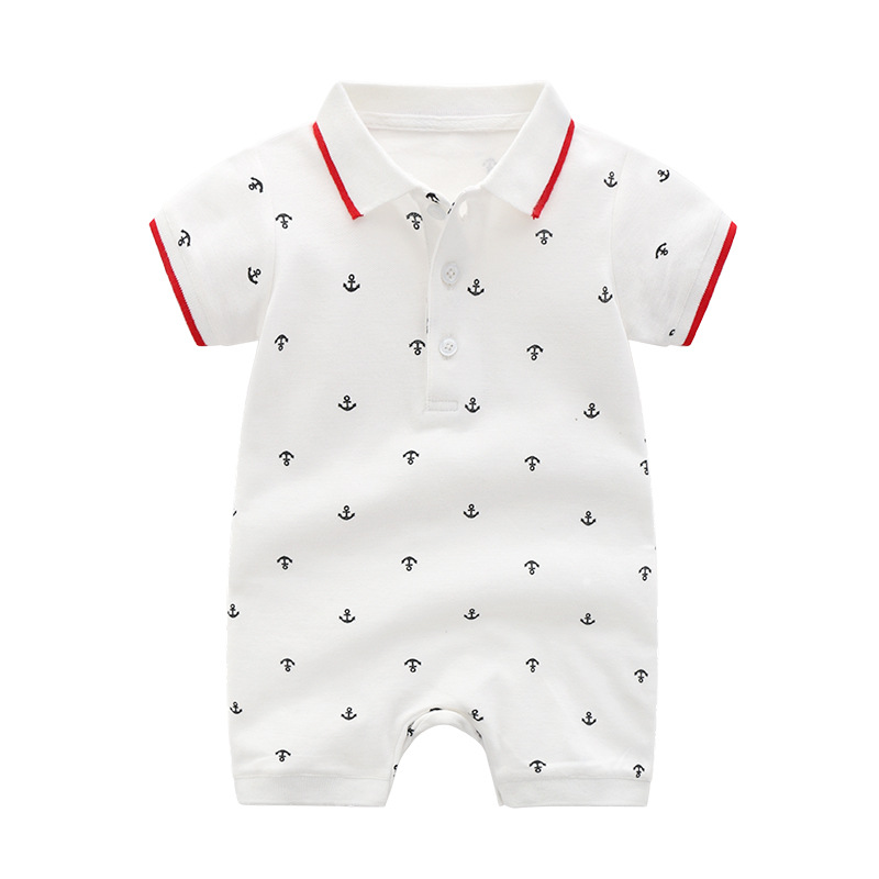 Children's New Handsome Short-sleeved Cotton Rompers