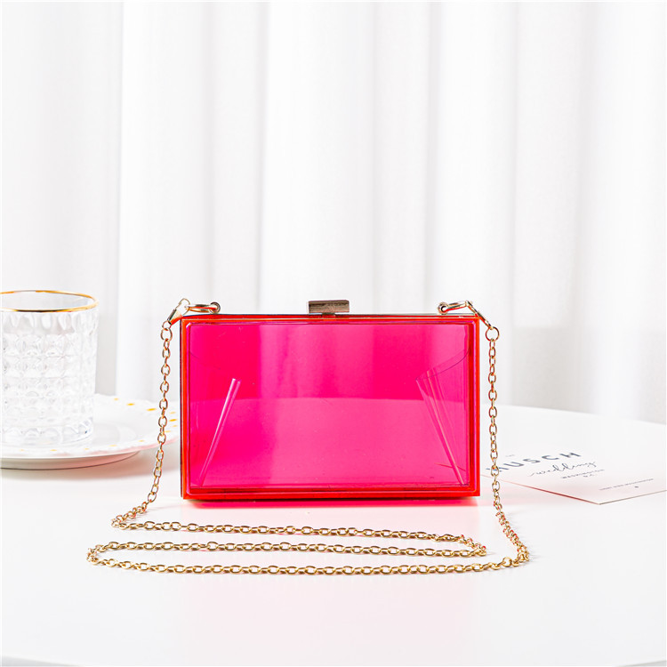 Title 7, Acrylic Womens Candy Color Transparent Box Bag...