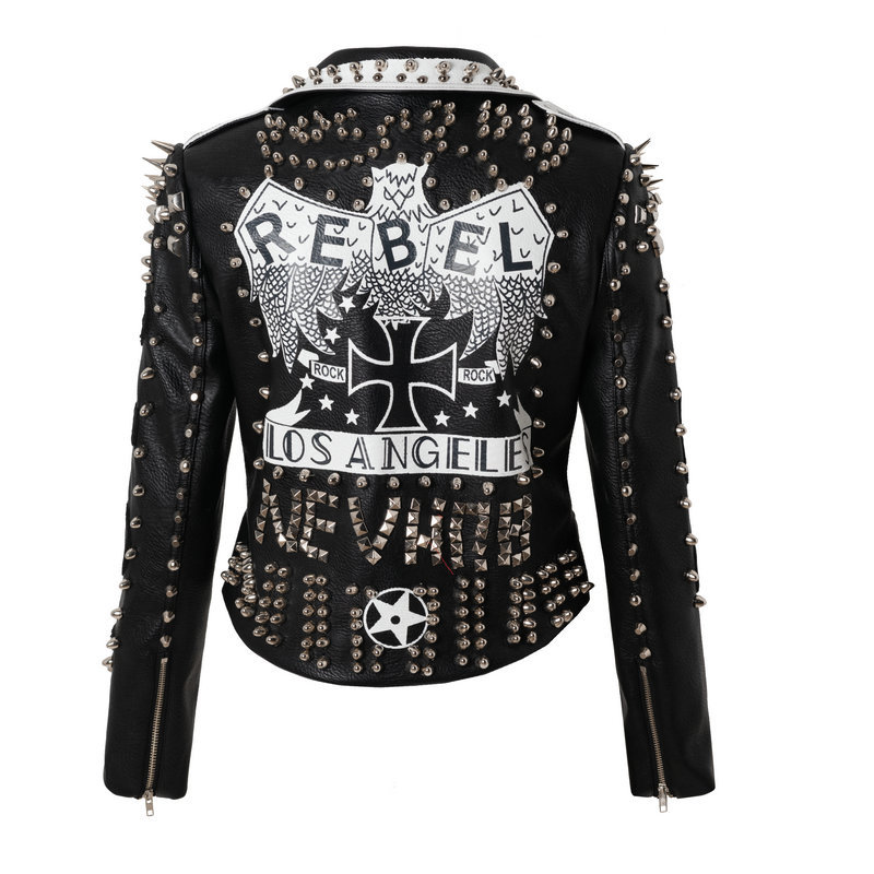 Title 4, Nouvelle Veste en Cuir Graffiti Punk Rock Windm...