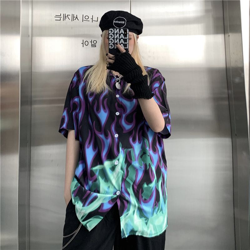 Title 5, American Trend Hip Hop Flame Contrast Color Sho...