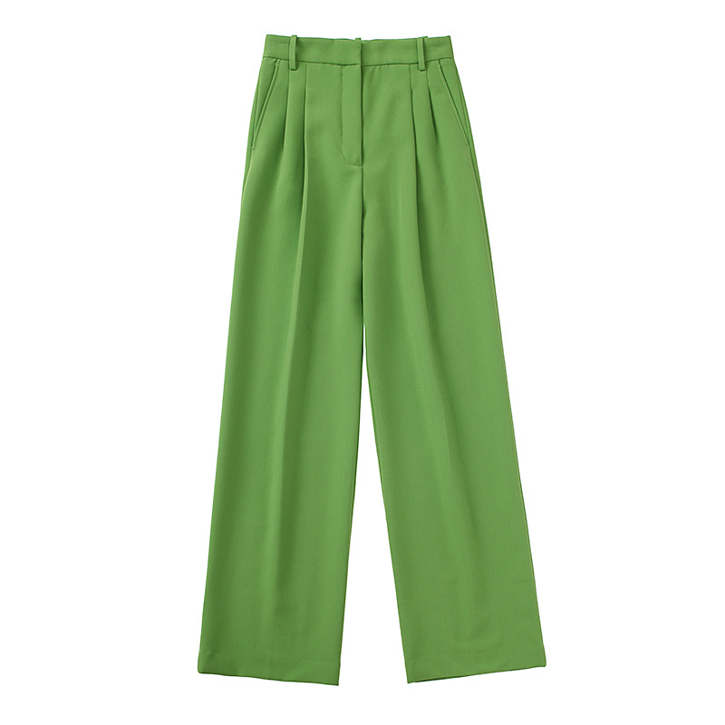 Title 1, Damen Hose Grasgrün Plissiert Mid-Rise Lang – B...