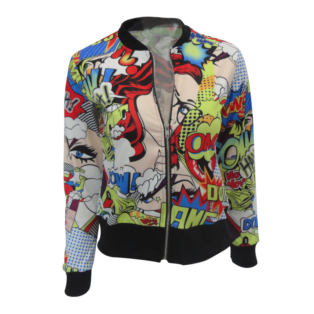 Title 6, Solid Color Comic Print Ladies Jacket