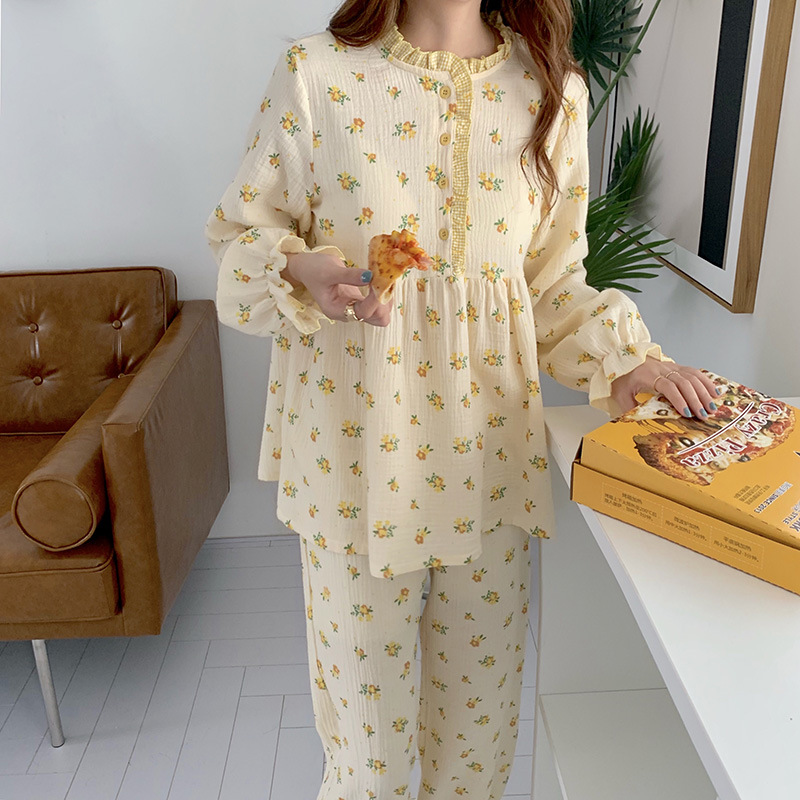 Title 3, Small Floral Babydoll Contrast Check Pajamas