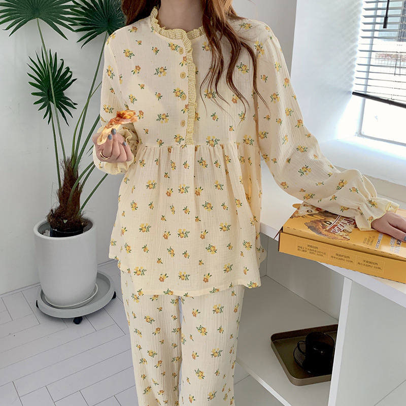 Title 4, Small Floral Babydoll Contrast Check Pajamas