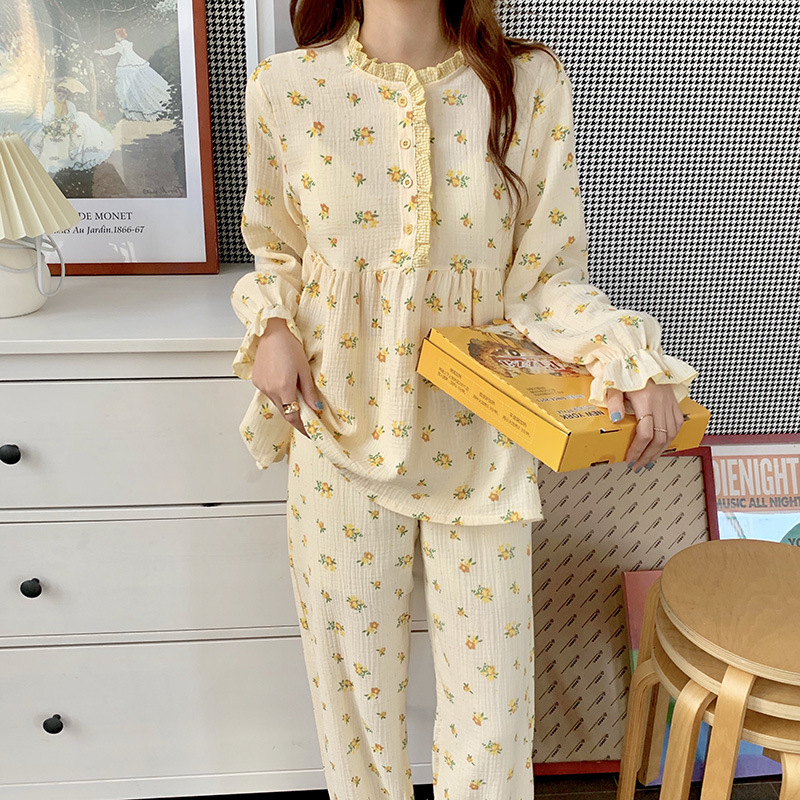 Title 7, Small Floral Babydoll Contrast Check Pajamas