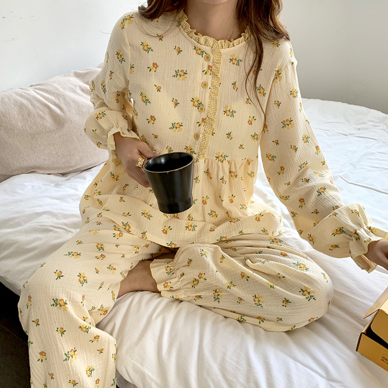 Title 19, Small Floral Babydoll Contrast Check Pajamas