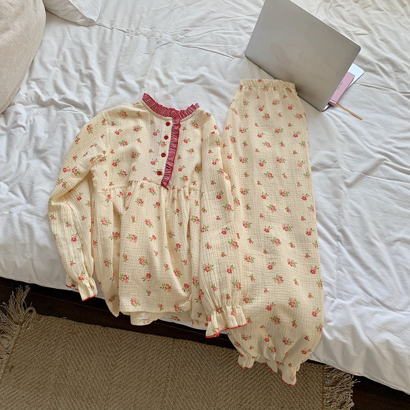 Title 29, Small Floral Babydoll Contrast Check Pajamas