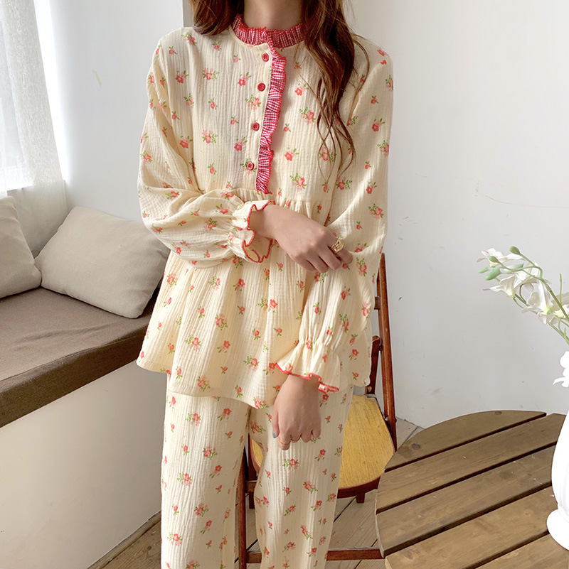 Title 32, Small Floral Babydoll Contrast Check Pajamas