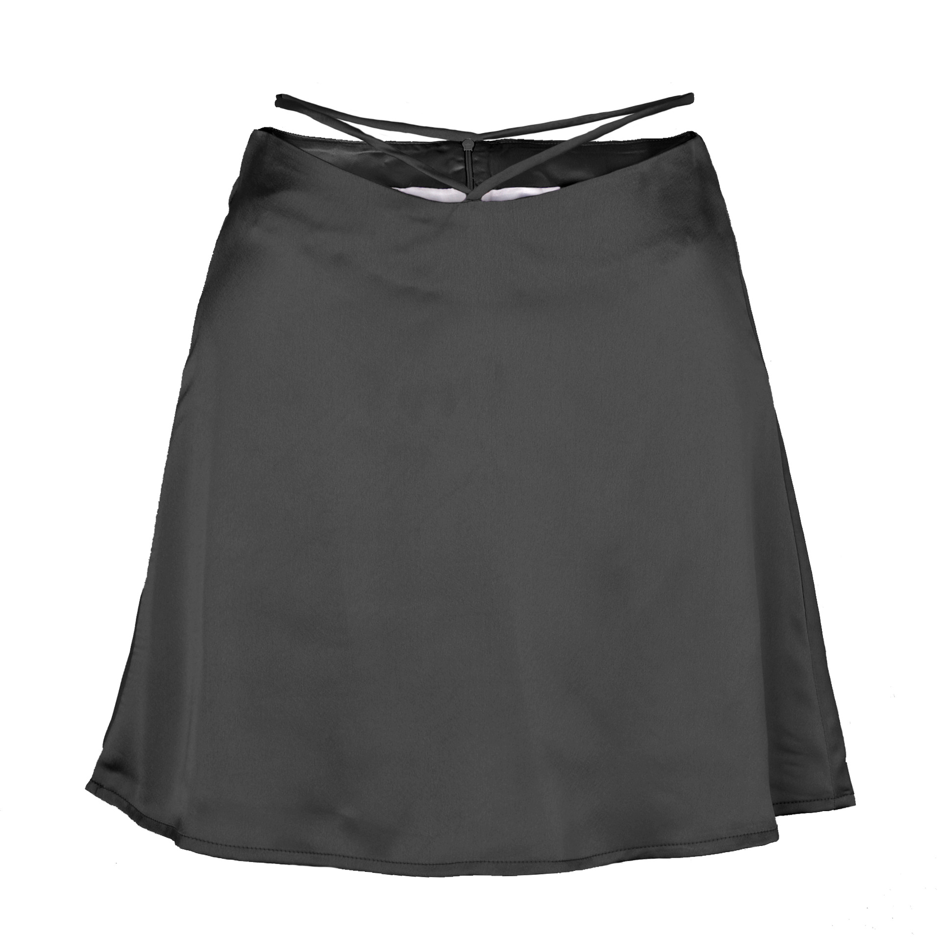 Title 20, Satin Zipper Half Body Cropped Skirt with Lace-...