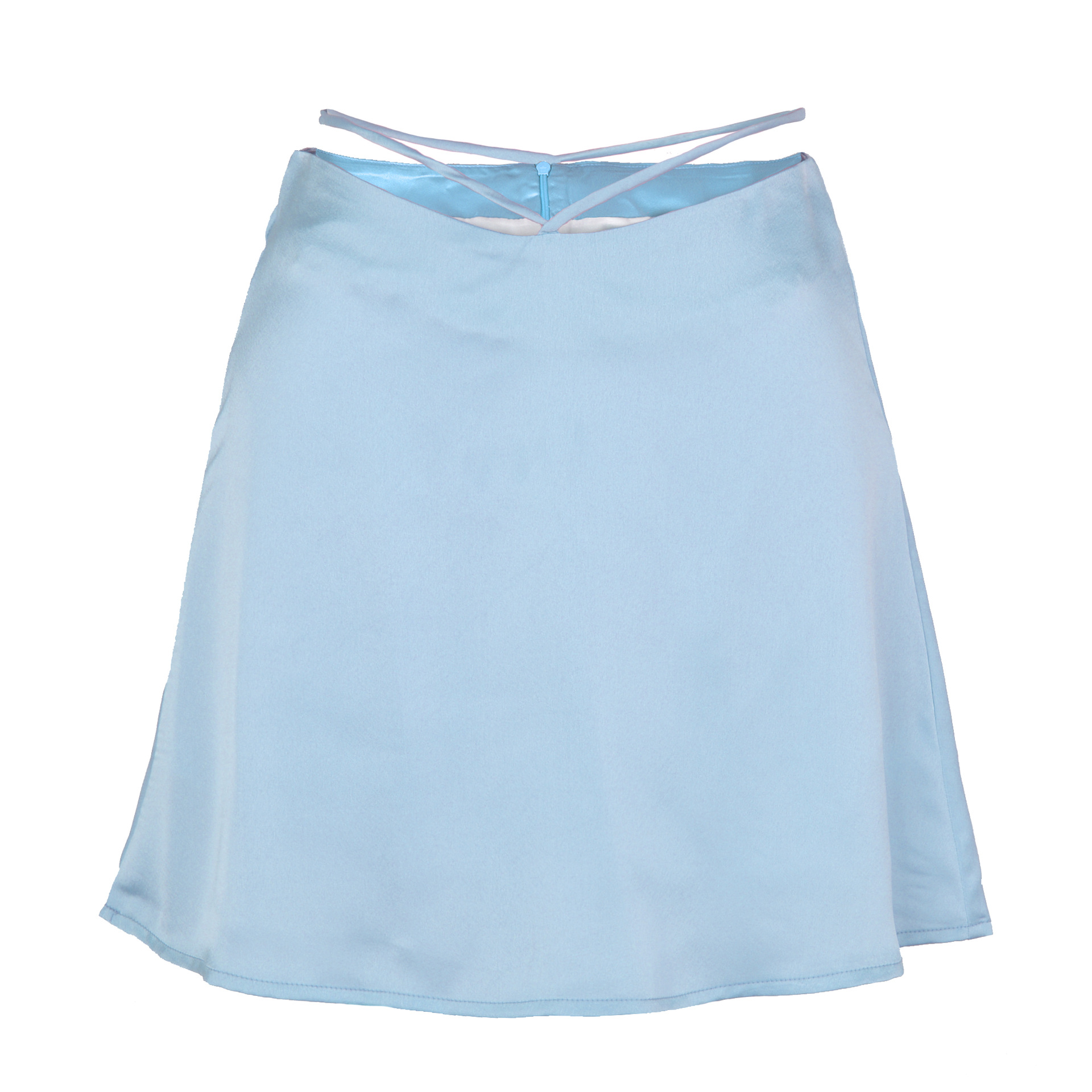 Title 21, Satin Zipper Half Body Cropped Skirt with Lace-...