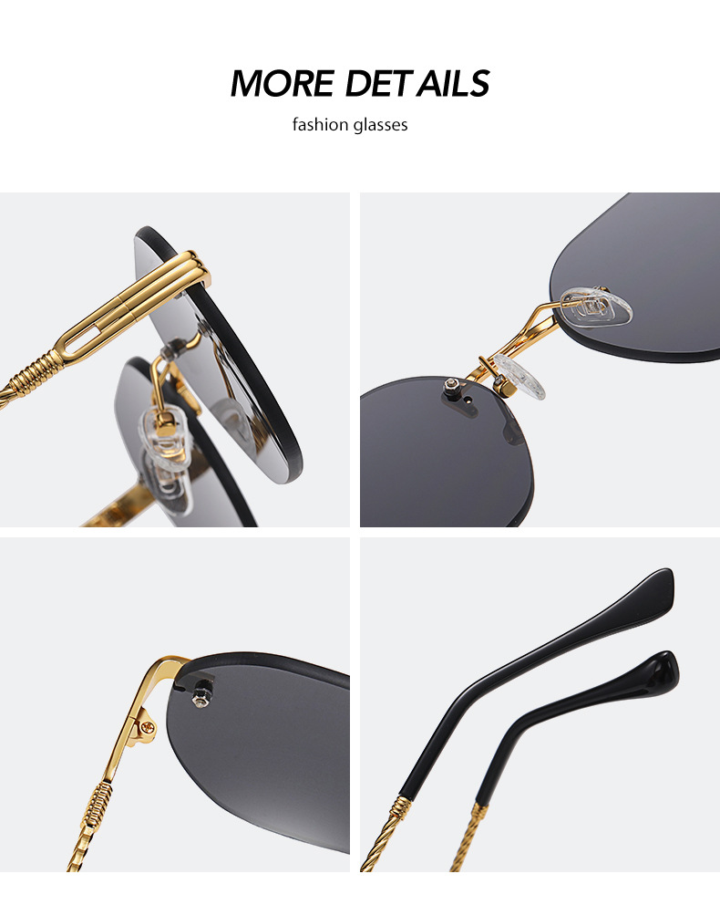 Title 15, Metal Frameless Sunglasses Men And Women Street...