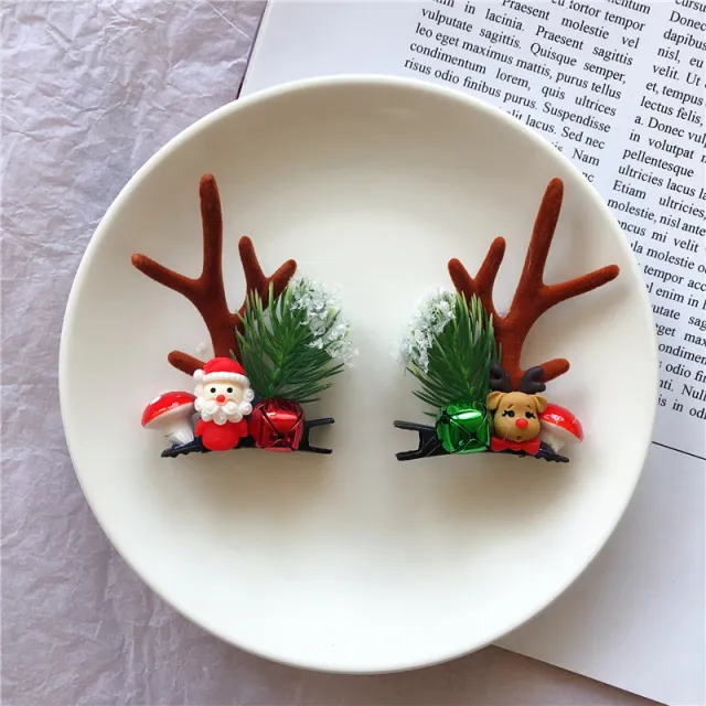 Christmas Hair Accessories Antler Hairpin Girl Top Clip Headdress 14Color - Shop at LoveMi