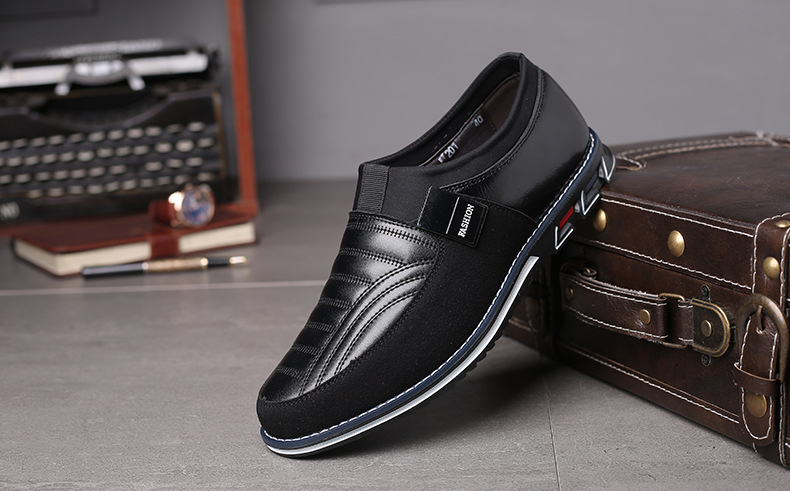 Title 6, Black Casual Microfiber Leather Shoes with Brea...