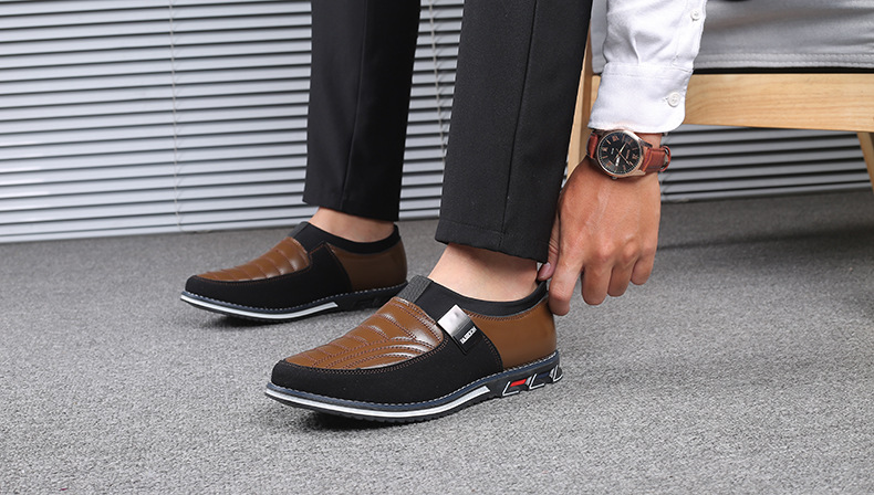 Title 13, Black Casual Microfiber Leather Shoes with Brea...