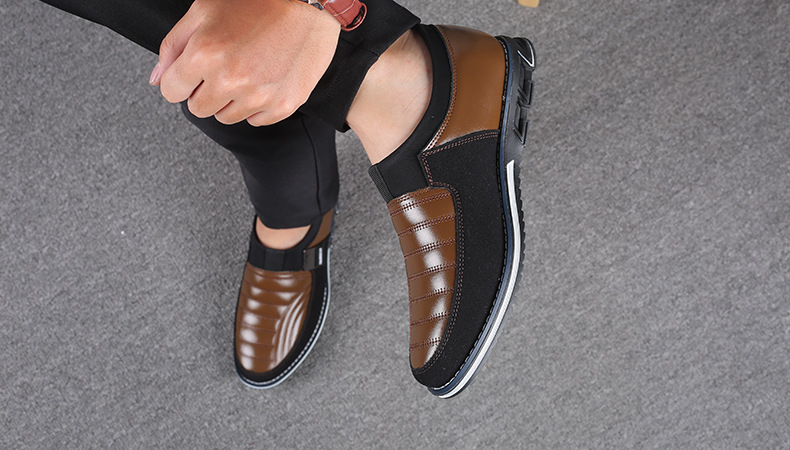 Title 15, Black Casual Microfiber Leather Shoes with Brea...