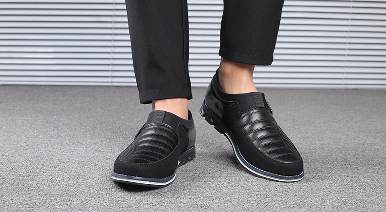 Title 18, Black Casual Microfiber Leather Shoes with Brea...