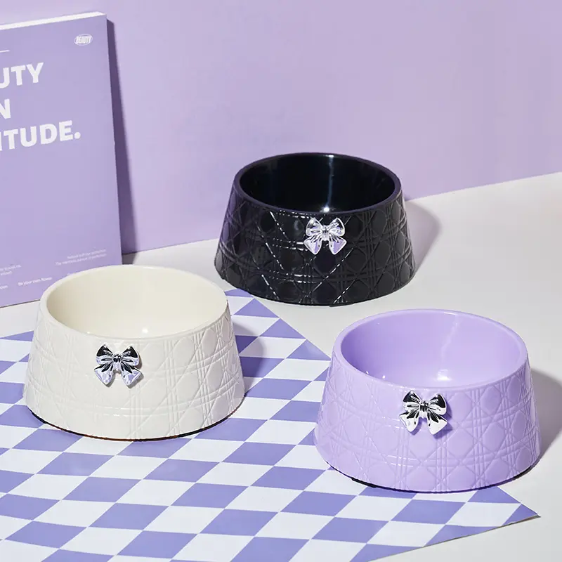 Pet Dog Food Bowls Lovely Bowknot Puppy