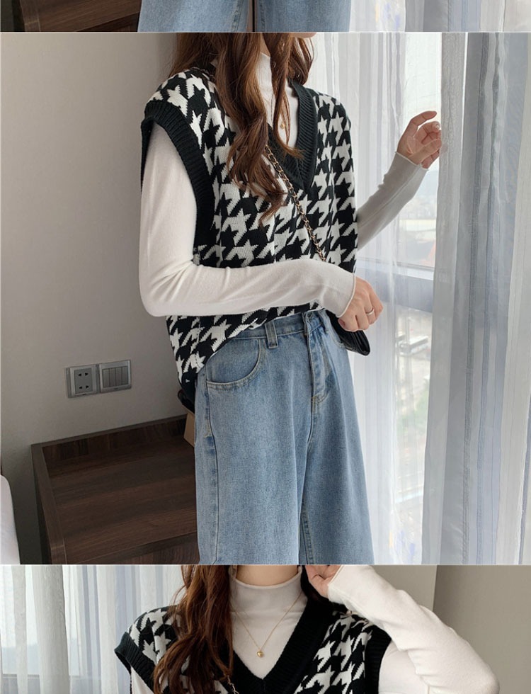 Title 2, Plaid Sweater Vest V-neck Vest Women