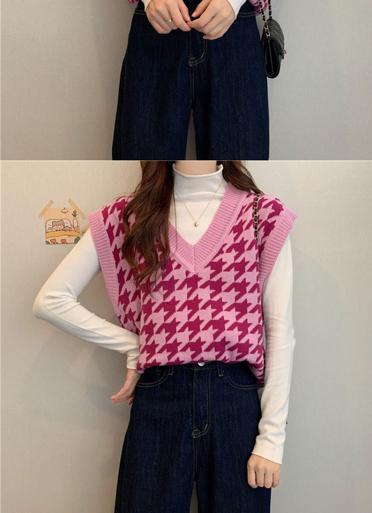 Title 5, Plaid Sweater Vest V-neck Vest Women