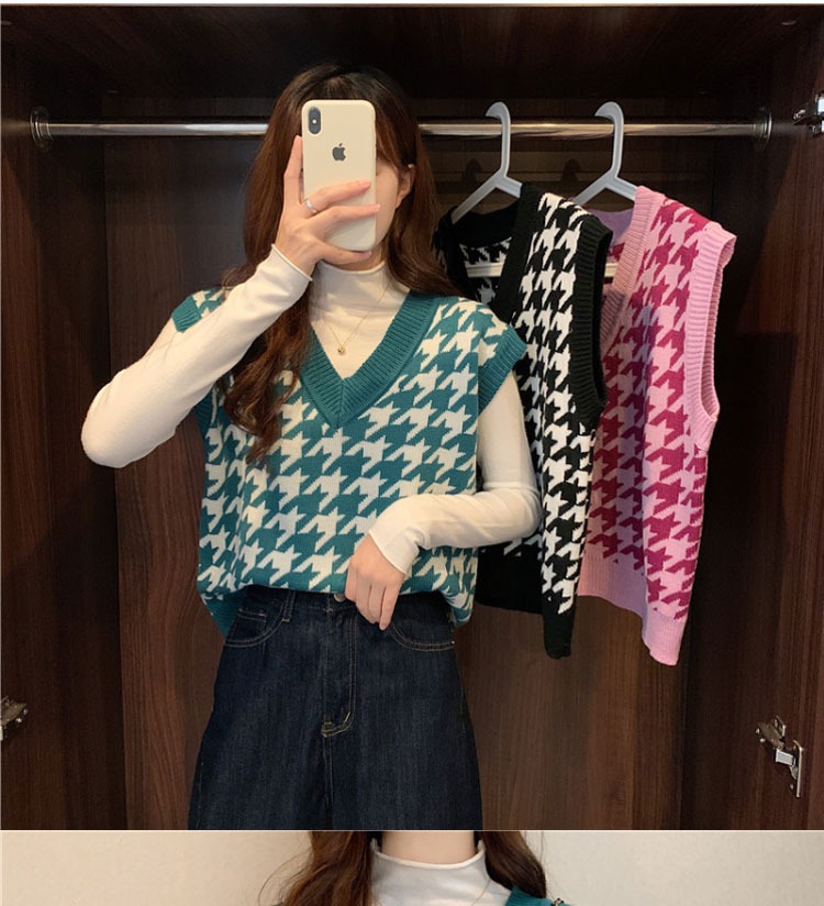 Title 7, Plaid Sweater Vest V-neck Vest Women