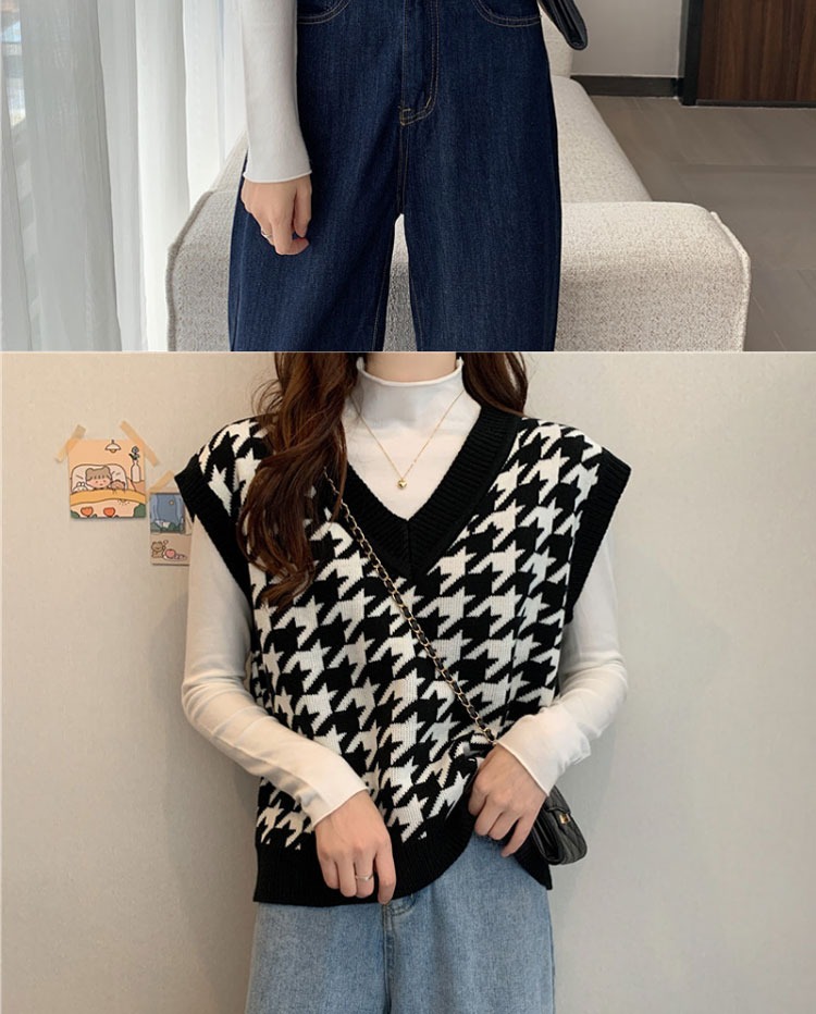 Title 8, Plaid Sweater Vest V-neck Vest Women