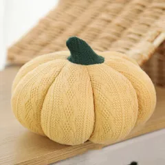 Pumpkin Round Silk Plush Pillow - Yellow - View 1