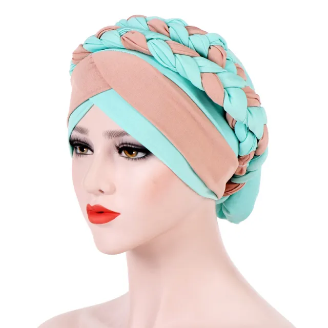 Two Tone Braided Milk Silk Indian Baotou Hat Green - Shop at LoveMi