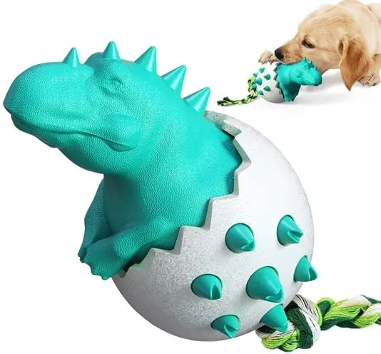 Dog Teething Toy Durable Rubber Chew Toy For Aggressive Chewers Interactive Dog Fetch Toy With Rope Blue - Shop at LoveMi