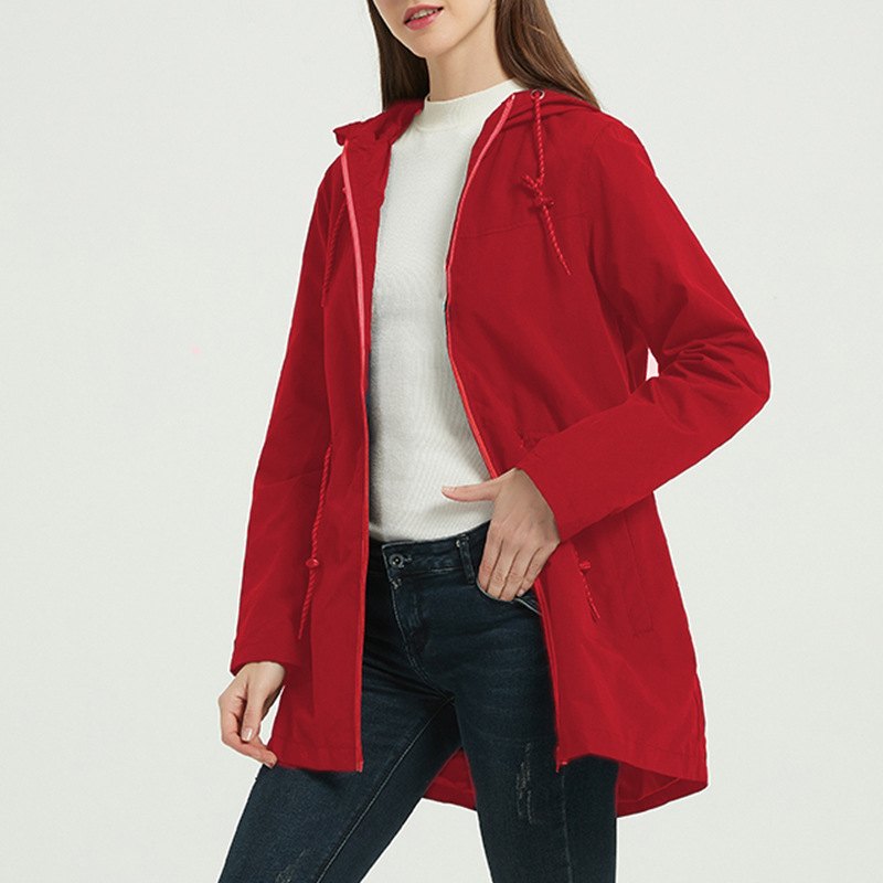 Women's Fashion Loose Windbreaker Medium Length Red - Shop at LoveMi